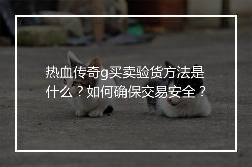 热血传奇g买卖验货方法是什么？如何确保交易安全？