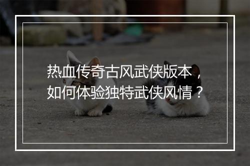 热血传奇古风武侠版本，如何体验独特武侠风情？