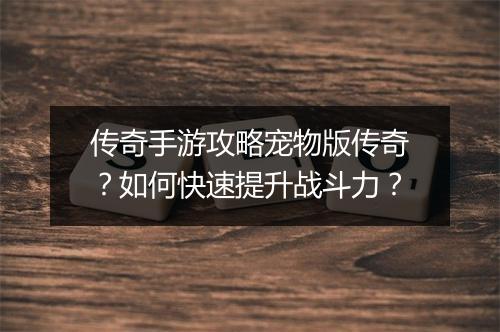传奇手游攻略宠物版传奇？如何快速提升战斗力？