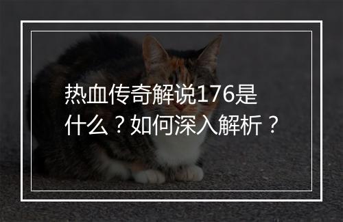 热血传奇解说176是什么？如何深入解析？