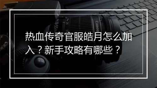 热血传奇官服皓月怎么加入？新手攻略有哪些？