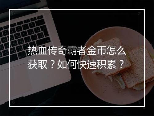 热血传奇霸者金币怎么获取？如何快速积累？