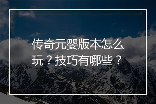 传奇元婴版本怎么玩？技巧有哪些？