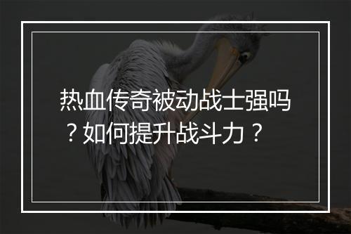 热血传奇被动战士强吗？如何提升战斗力？
