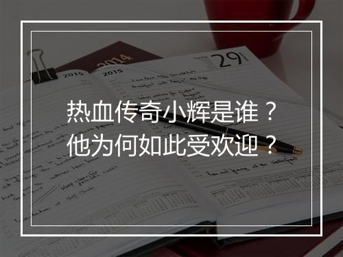 热血传奇小辉是谁？他为何如此受欢迎？
