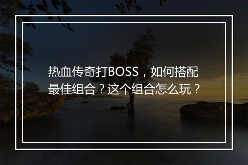 热血传奇打BOSS，如何搭配最佳组合？这个组合怎么玩？
