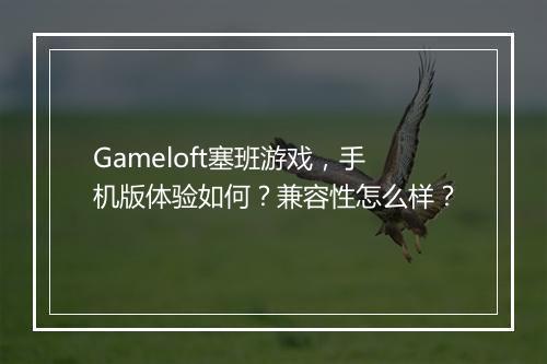 Gameloft塞班游戏，手机版体验如何？兼容性怎么样？