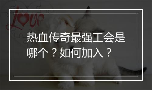 热血传奇最强工会是哪个？如何加入？
