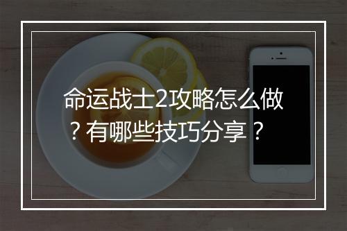 命运战士2攻略怎么做？有哪些技巧分享？