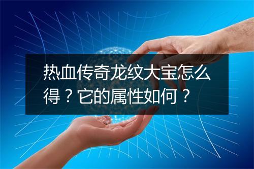 热血传奇龙纹大宝怎么得？它的属性如何？