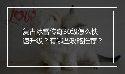 复古冰雪传奇30级怎么快速升级？有哪些攻略推荐？