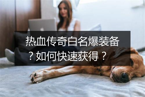 热血传奇白名爆装备？如何快速获得？