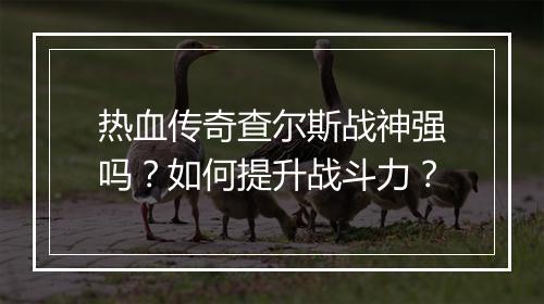 热血传奇查尔斯战神强吗？如何提升战斗力？