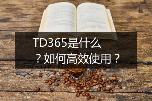 TD365是什么？如何高效使用？