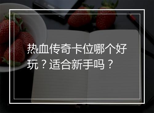 热血传奇卡位哪个好玩？适合新手吗？