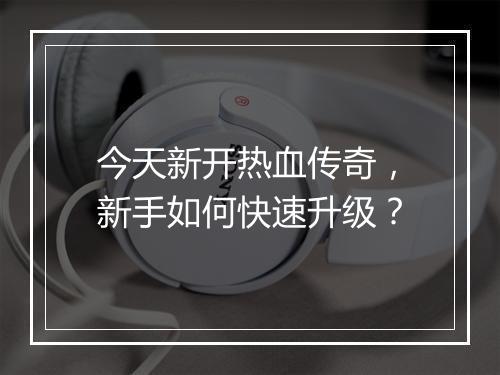 今天新开热血传奇，新手如何快速升级？