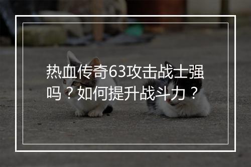 热血传奇63攻击战士强吗？如何提升战斗力？