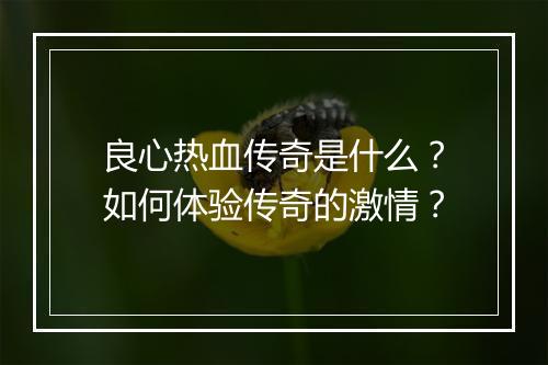 良心热血传奇是什么？如何体验传奇的激情？