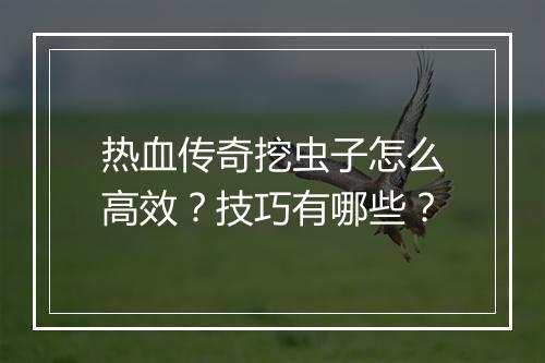 热血传奇挖虫子怎么高效？技巧有哪些？