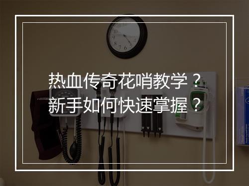 热血传奇花哨教学？新手如何快速掌握？