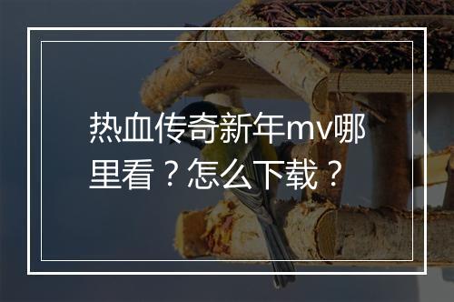 热血传奇新年mv哪里看？怎么下载？