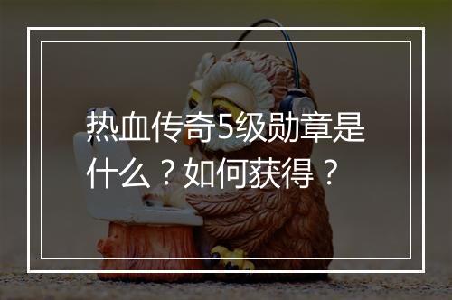热血传奇5级勋章是什么？如何获得？