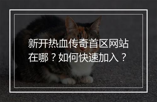 新开热血传奇首区网站在哪？如何快速加入？