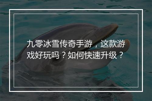 九零冰雪传奇手游，这款游戏好玩吗？如何快速升级？