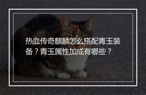 热血传奇麒麟怎么搭配青玉装备？青玉属性加成有哪些？