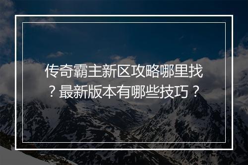 传奇霸主新区攻略哪里找？最新版本有哪些技巧？