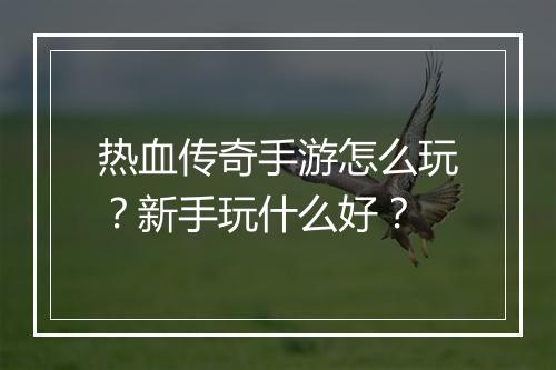 热血传奇手游怎么玩？新手玩什么好？