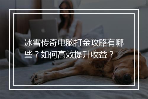 冰雪传奇电脑打金攻略有哪些？如何高效提升收益？