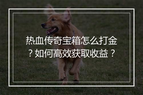 热血传奇宝箱怎么打金？如何高效获取收益？