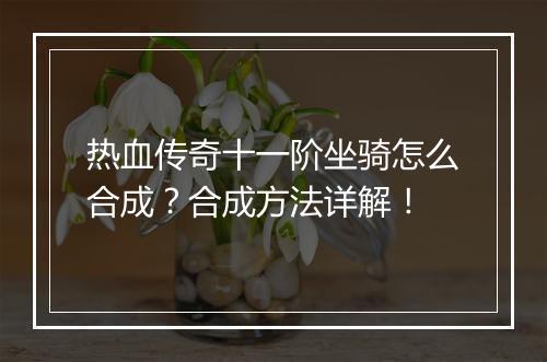 热血传奇十一阶坐骑怎么合成？合成方法详解！