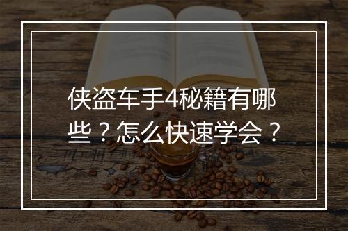 侠盗车手4秘籍有哪些？怎么快速学会？