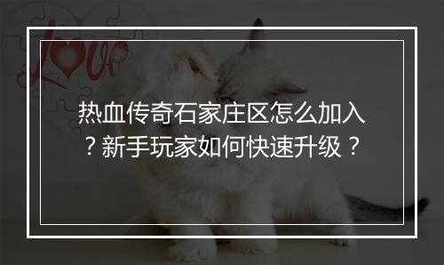 热血传奇石家庄区怎么加入？新手玩家如何快速升级？