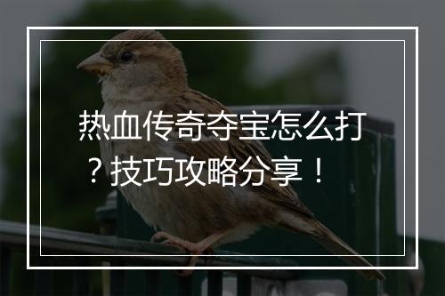 热血传奇夺宝怎么打？技巧攻略分享！