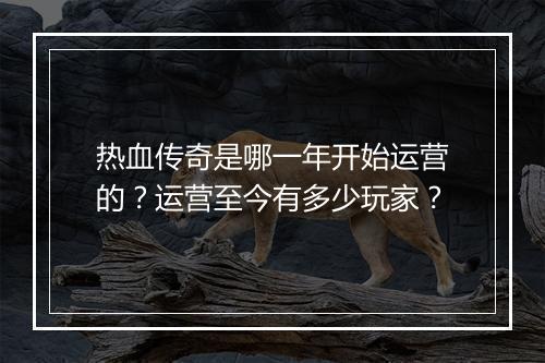 热血传奇是哪一年开始运营的？运营至今有多少玩家？