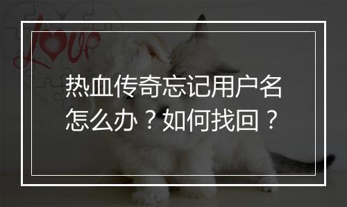 热血传奇忘记用户名怎么办？如何找回？