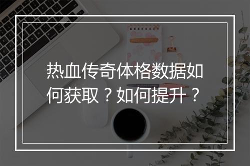 热血传奇体格数据如何获取？如何提升？