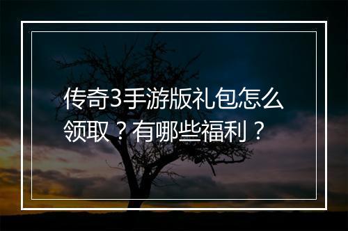 传奇3手游版礼包怎么领取？有哪些福利？