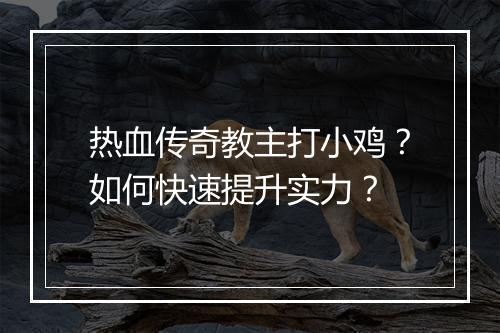 热血传奇教主打小鸡？如何快速提升实力？