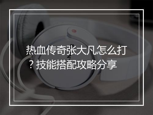 热血传奇张大凡怎么打？技能搭配攻略分享