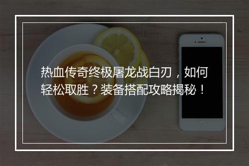 热血传奇终极屠龙战白刃，如何轻松取胜？装备搭配攻略揭秘！