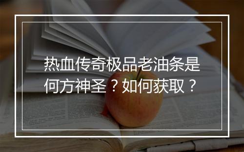 热血传奇极品老油条是何方神圣？如何获取？