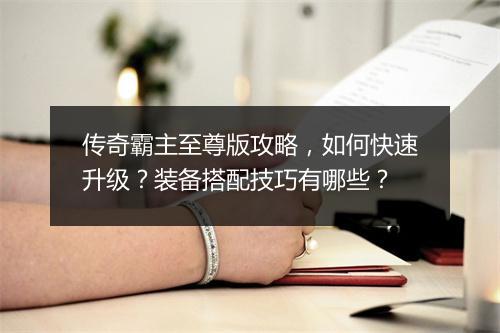 传奇霸主至尊版攻略，如何快速升级？装备搭配技巧有哪些？