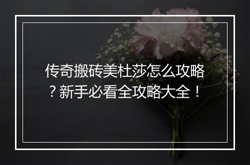 传奇搬砖美杜莎怎么攻略？新手必看全攻略大全！