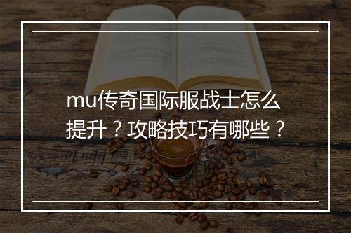 mu传奇国际服战士怎么提升？攻略技巧有哪些？