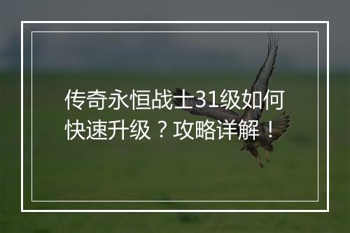 传奇永恒战士31级如何快速升级？攻略详解！