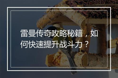 雷曼传奇攻略秘籍，如何快速提升战斗力？